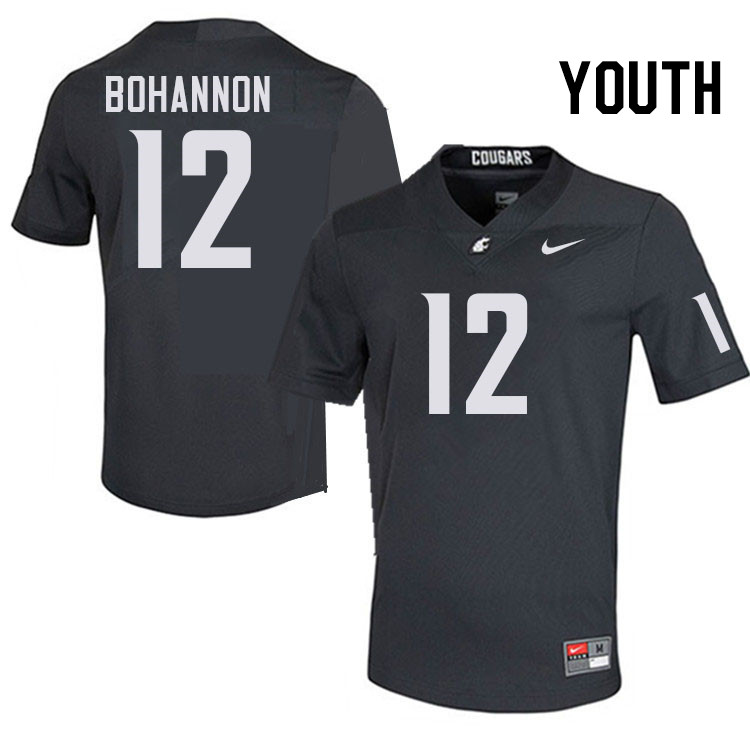 Youth #12 Tristan Bohannon Washington State Cougars College Football Jerseys Stitched-Charcoal